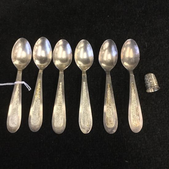 Set 6 silver teaspoons by Caroline Fearman